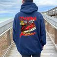 Race Car Party Grandma Of The Birthday Racer Racing Family Women Oversized Hoodie Back Print Navy Blue