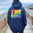 Rainbow Lgbtq Drag King Women Oversized Hoodie Back Print Navy Blue