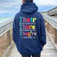 There Their They're English Teacher Grammar Memes Women Oversized Hoodie Back Print Navy Blue