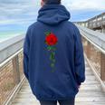 Red Roses For Men Women And Youth Flower Gardening Women Oversized Hoodie Back Print Navy Blue