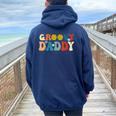 Retro Groovy Daddy For Dad Fathers Day Son Women Oversized Hoodie Back Print Navy Blue