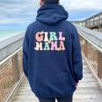 Retro Groovy Girl Mama Mother's Day For Mom Of Girl Women Oversized Hoodie Back Print Navy Blue