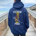 Retro Militant Vietnam Pride Vietnamese Mom I Love Vietnam Women Oversized Hoodie Back Print Navy Blue