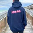 Retro Pink Scientist Science Teacher Back To School Women Oversized Hoodie Back Print Navy Blue
