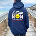 Retro Softball Mom Like A Normal Mom But Louder And Prouder Women Oversized Hoodie Back Print Navy Blue