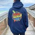 Retro Student Council Vibes Groovy School Student Council Women Oversized Hoodie Back Print Navy Blue