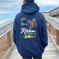 He Is Risen Bible Verse Floral Easter Is About Jesus Women Oversized Hoodie Back Print Navy Blue