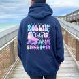 Roller Skate 10Th Birthday Rolling Into 10 Since 2014 Girls Women Oversized Hoodie Back Print Navy Blue