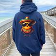 Rooster Mexican Cinco De Mayo Chicken Lover Women Oversized Hoodie Back Print Navy Blue