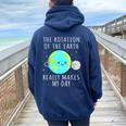 Rotation Of The Earth Makes My Day Science Mens Women Oversized Hoodie Back Print Navy Blue