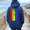 San Diego Lgbt Pride Month Lgbtq Rainbow Flag Women Oversized Hoodie Back Print Navy Blue