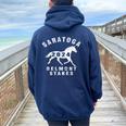 Saratoga Springs Ny 2024 Belmont Stakes Horse Racing Vintage Women Oversized Hoodie Back Print Navy Blue