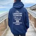 Sarcastic Laboratory Technician Lab Tech Saying Women Oversized Hoodie Back Print Navy Blue