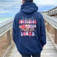 School Counselor Squad Retro Groovy Valentines Day Women Oversized Hoodie Back Print Navy Blue