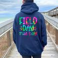 School Field Day Fun Tie Dye Field Day 2024 Teacher Women Oversized Hoodie Back Print Navy Blue