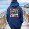 Schools Out For Summer Groovy Last Day Of School Teacher Women Oversized Hoodie Back Print Navy Blue