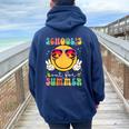 School's Out For Summer Teacher Last Day Of School Groovy Women Oversized Hoodie Back Print Navy Blue