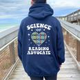 Science Of Reading Advocate Teacher Parent Literacy Women Oversized Hoodie Back Print Navy Blue