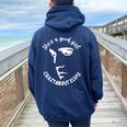 She Is A Good Girl Crazy About King Of Rock Roll Women Oversized Hoodie Back Print Navy Blue