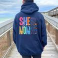 She Is Mom Christian Mother's Day Jesus Mama Religious Women Women Oversized Hoodie Back Print Navy Blue