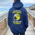 My Sister Plays Softball I'm Here For The Snacks Women Oversized Hoodie Back Print Navy Blue