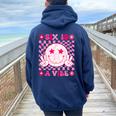 Six Is A Vibe Groovy 6Th Birthday 6Yr Old 6 Year Old Girls Women Oversized Hoodie Back Print Navy Blue