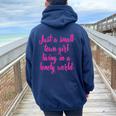 Small Town Girl Dreamer Living Bold In A Lonely World Women Oversized Hoodie Back Print Navy Blue