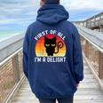 Snarky Cat First Of All I'm A Delight Sarcastic Kitty Women Oversized Hoodie Back Print Navy Blue