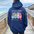 Snuggle Bunny Delivery Co Easter L&D Nurse Mother Baby Nurse Women Oversized Hoodie Back Print Navy Blue