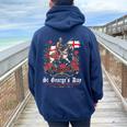 St Georges Day Outfit Idea For & Novelty English Flag Women Oversized Hoodie Back Print Navy Blue