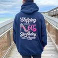 Stepping Into My 60Th Birthday Like A Queen Women Women Oversized Hoodie Back Print Navy Blue