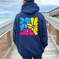 Subtle Pansexual Flower Floral Pan Pride Month Lgbtq Plant Women Oversized Hoodie Back Print Navy Blue