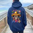 Sugar Skull Cinco De Mayo For Mexican Party Women Oversized Hoodie Back Print Navy Blue