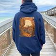 Sunset Classic Chopper Stunning Retro Vintage Motorcycle Women Oversized Hoodie Back Print Navy Blue