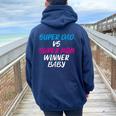 Super Dad Vs Super Mom Winner Baby For New Parents Women Oversized Hoodie Back Print Navy Blue