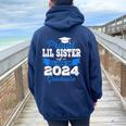 Super Proud Little Sister Of 2024 Graduate Awesome Family Women Oversized Hoodie Back Print Navy Blue