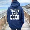 Tacos And Beer Drinking Drunk Cinco De Mayo Women Women Oversized Hoodie Back Print Navy Blue