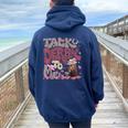 Talk Derby To Me Horse Racing Ky Derby Day Women Oversized Hoodie Back Print Navy Blue