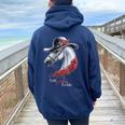 Talk Derby To Me Horse Racing Lover Derby Day Women Oversized Hoodie Back Print Navy Blue