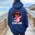 Team Girl Baby Announcement Gender Reveal Party Women Oversized Hoodie Back Print Navy Blue