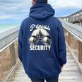 Team Princess Security Mom Dad Party Family Trip Vintage Women Oversized Hoodie Back Print Navy Blue