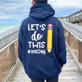 Lets Do This Test Day State Testing Teacher Motivational Women Oversized Hoodie Back Print Navy Blue