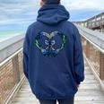 Texas Bluebonnets Blue Butterfly Women Oversized Hoodie Back Print Navy Blue