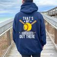 That's My Granddaughter Out There Softball Grandpa Grandma Women Oversized Hoodie Back Print Navy Blue