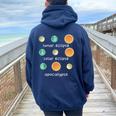 Three Eclipse To Learn Science Teacher Space Women Oversized Hoodie Back Print Navy Blue