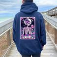 The Tired Mom Tarot Card Witchy Floral Skeleton Women Oversized Hoodie Back Print Navy Blue