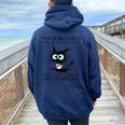 Touch My Coffee I Will Slap You So Hard Cat Coffee Women Oversized Hoodie Back Print Navy Blue