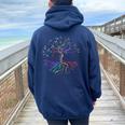 Tree Rainbow Lgbt Cool Gay Pride Flag Ally Women Oversized Hoodie Back Print Navy Blue