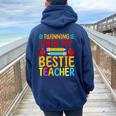 Twinning With My Bestie Teacher Boy Spirit Week Twin Day Women Oversized Hoodie Back Print Navy Blue