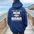 Two Titles Mom Nana Grandma Christmas Birthday Women Oversized Hoodie Back Print Navy Blue